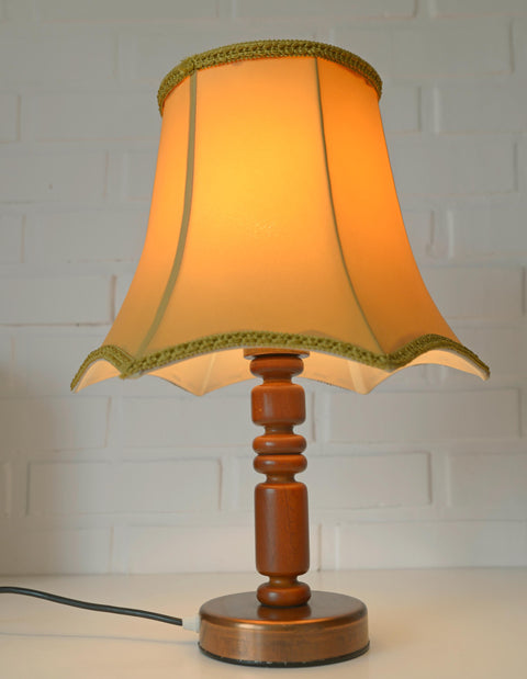 Large Vintage Bedside Lamp: French Style Gold Textile Shade