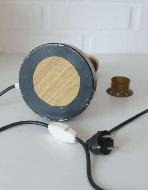 Large Vintage Bedside Lamp: French Style Gold Textile Shade