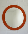 Orange Velvet Round Wall Mirror: Mid Century Modern Decor