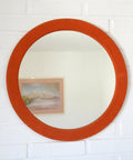 Orange Velvet Round Wall Mirror: Mid Century Modern Decor