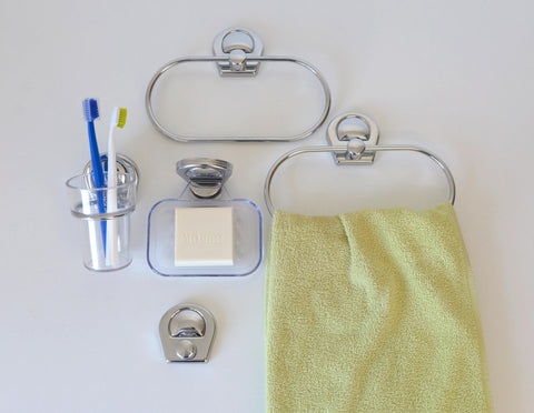 Vintage Chrome Bathroom Accessories Set: Retro Wall Mount, NOS 1990s
