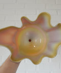 Vintage Red Blown Glass Swung Vase: Mid Century Modern Fruit Bowl