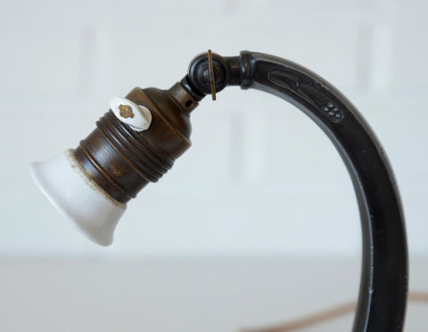 Antique Desk Lamp / Original Art Nouveau Table Light / Brass Bedside Lighting / Austria 1920's - 1930's