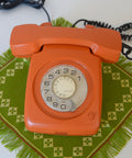 Vintage Orange Rotary Telephone: Mid-Century Modern Office Decor