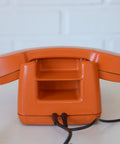 Vintage Orange Rotary Telephone: Mid-Century Modern Office Decor