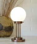 Vintage Copper Desk Lamp: Opaline Glass, Mid-Century Modern, Table Light Yugoslavia 1980s
