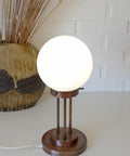 Vintage Copper Desk Lamp: Opaline Glass, Mid-Century Modern, Table Light Yugoslavia 1980s