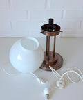 Vintage Copper Desk Lamp: Opaline Glass, Mid-Century Modern, Table Light Yugoslavia 1980s
