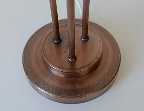 Vintage Copper Desk Lamp: Opaline Glass, Mid-Century Modern, Table Light Yugoslavia 1980s