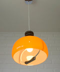 Vintage Orange Glass Pendant Light: Mid-Century Modern Space Age Lamp