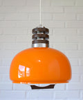 Vintage Orange Glass Pendant Light: Mid-Century Modern Space Age Lamp