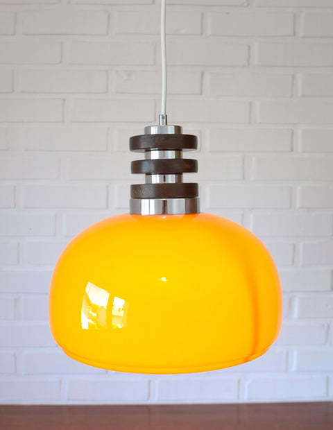 Vintage Orange Glass Pendant Light: Mid-Century Modern Space Age Lamp