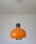 Vintage Orange Glass Pendant Light: Mid-Century Modern Space Age Lamp