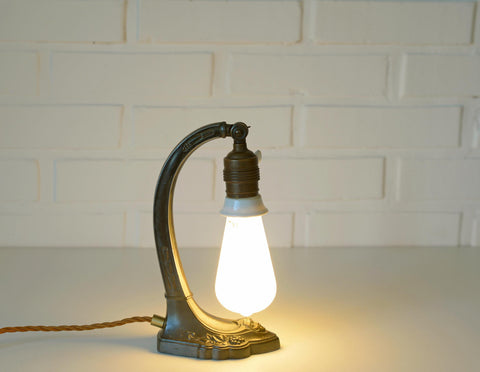 Antique Desk Lamp / Original Art Nouveau Table Light / Brass Bedside Lighting / Austria 1920's - 1930's