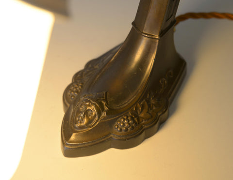 Antique Desk Lamp / Original Art Nouveau Table Light / Brass Bedside Lighting / Austria 1920's - 1930's