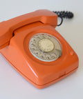 Vintage Orange Rotary Telephone: Mid-Century Modern Office Decor