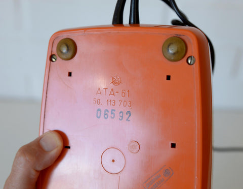 Vintage Orange Rotary Telephone: Mid-Century Modern Office Decor