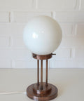 Vintage Copper Desk Lamp: Opaline Glass, Mid-Century Modern, Table Light Yugoslavia 1980s