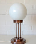 Vintage Copper Desk Lamp: Opaline Glass, Mid-Century Modern, Table Light Yugoslavia 1980s