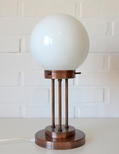 Vintage Copper Desk Lamp: Opaline Glass, Mid-Century Modern, Table Light Yugoslavia 1980s