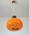 Vintage Orange Glass Pendant Light: Mid-Century Modern Space Age Lamp