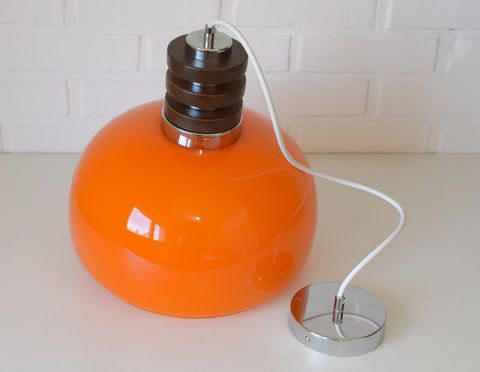 Vintage Orange Glass Pendant Light: Mid-Century Modern Space Age Lamp