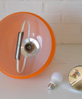 Vintage Orange Glass Pendant Light: Mid-Century Modern Space Age Lamp