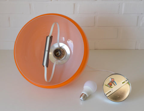 Vintage Orange Glass Pendant Light: Mid-Century Modern Space Age Lamp