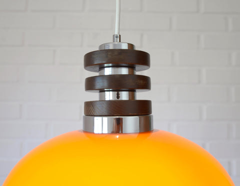Vintage Orange Glass Pendant Light: Mid-Century Modern Space Age Lamp