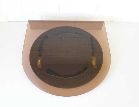 Vintage Smoked Plastic Vanity Mirror with Shelf: Space Age Retro Style