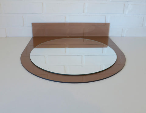 Vintage Smoked Plastic Vanity Mirror with Shelf: Space Age Retro Style