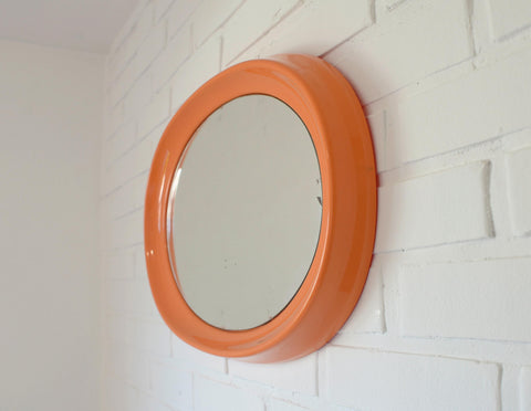 Orange Space Age Mirror: Vintage Mid Century Modern Yugoslavia 1970s