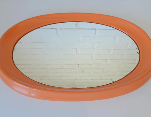 Orange Space Age Mirror: Vintage Mid Century Modern Yugoslavia 1970s