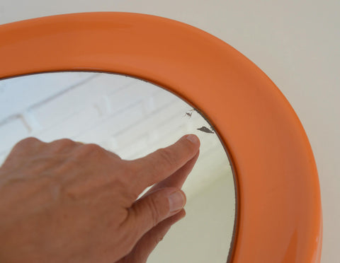 Orange Space Age Mirror: Vintage Mid Century Modern Yugoslavia 1970s