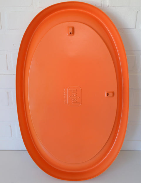 Orange Space Age Mirror: Vintage Mid Century Modern Yugoslavia 1970s