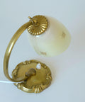 Antique Art Deco Bedside Lamp: Hand Blown Glass, Brass Table Light