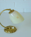 Antique Art Deco Bedside Lamp: Hand Blown Glass, Brass Table Light