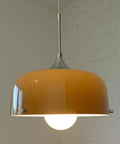 Vintage Meblo Harvey Guzzini Pendant Light: MCM Coffee Color Plastic Ceiling Lamp