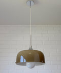 Vintage Meblo Harvey Guzzini Pendant Light: MCM Coffee Color Plastic Ceiling Lamp