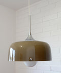 Vintage Meblo Harvey Guzzini Pendant Light: MCM Coffee Color Plastic Ceiling Lamp