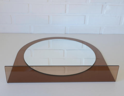 Vintage Smoked Plastic Vanity Mirror with Shelf: Space Age Retro Style