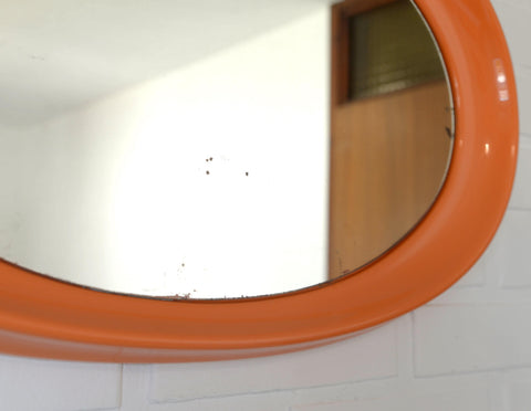 Orange Space Age Mirror: Vintage Mid Century Modern Yugoslavia 1970s