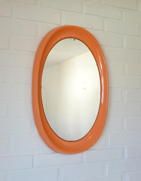 Orange Space Age Mirror: Vintage Mid Century Modern Yugoslavia 1970s