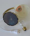 Antique Art Deco Bedside Lamp: Hand Blown Glass, Brass Table Light