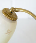Antique Art Deco Bedside Lamp: Hand Blown Glass, Brass Table Light