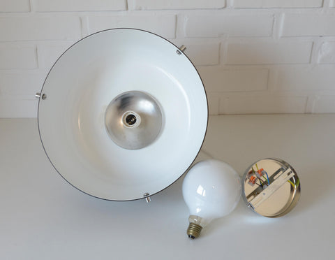 Vintage Meblo Harvey Guzzini Pendant Light: MCM Coffee Color Plastic Ceiling Lamp