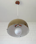 Vintage Meblo Harvey Guzzini Pendant Light: MCM Coffee Color Plastic Ceiling Lamp