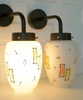 Vintage Italian Wall Sconces: Hand-Blown Glass, Retro 1970s Lighting (Set of 2)