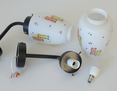 Vintage Italian Wall Sconces: Hand-Blown Glass, Retro 1970s Lighting (Set of 2)