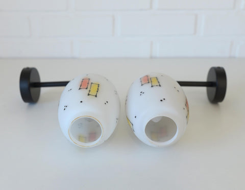 Vintage Italian Wall Sconces: Hand-Blown Glass, Retro 1970s Lighting (Set of 2)